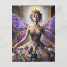 Mjölk i en Quiled Dress Posing i Spegel Vykort