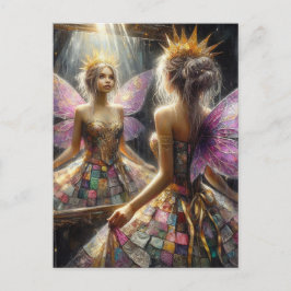 Mjölk i en Quiled Dress-sökning i Spegel på Dress Vykort