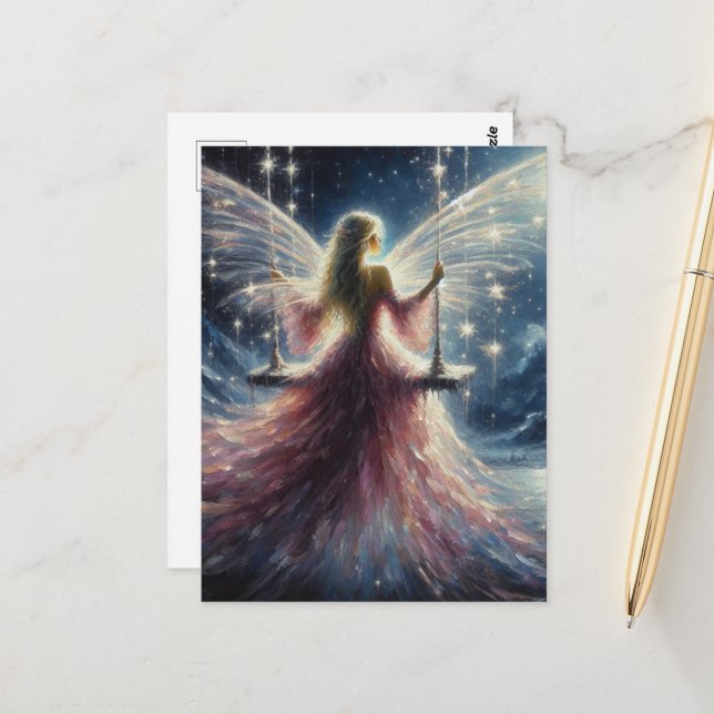 Mjölk i en Rosa Dress på en sväng Vykort (Fram/Back In Situ)