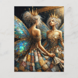 Mjölk i ett Quiled Dress-skåp i Spegel Vykort