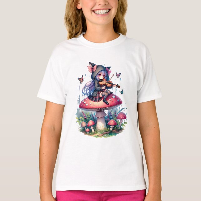 Mjölk i Hoodie Spela Viola på ett svamprum T Shirt (Framsida)