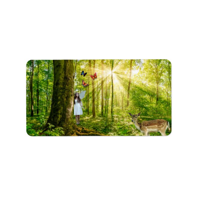 Mjölk i magiska skogen med Bambi och butterfly Adressetikett (Framsidan)