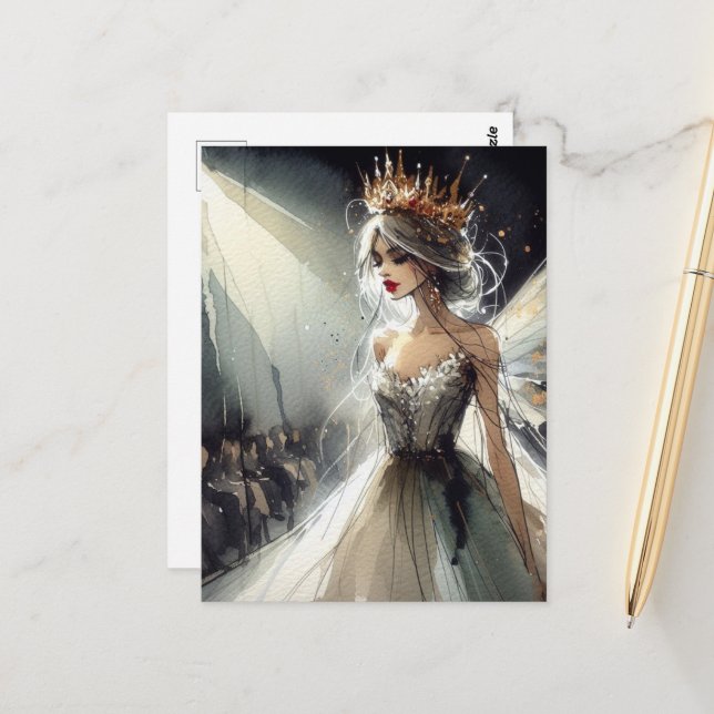 Mjölk i Mode Visa vattenfärg Vykort (Fram/Back In Situ)