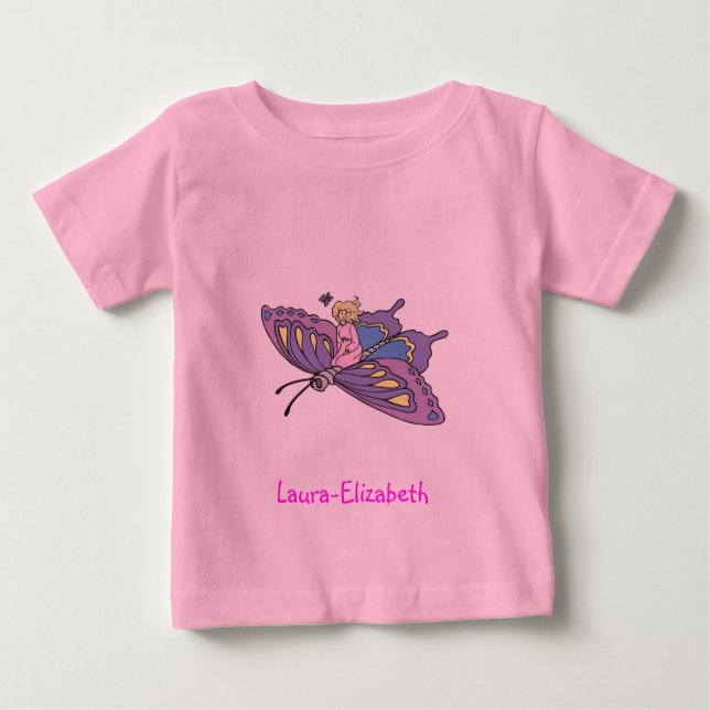 Mjölk i Rosa som flyger på fjäril T-shirt (Framsida)