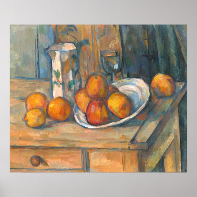 Mjölk Jug and Fruit - Paul Cézanne Fine Art Poster (Framsidan)