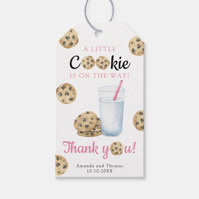 Mjölk & kakor Barnkalas - Tackkort Presentetikett (Framsidan)