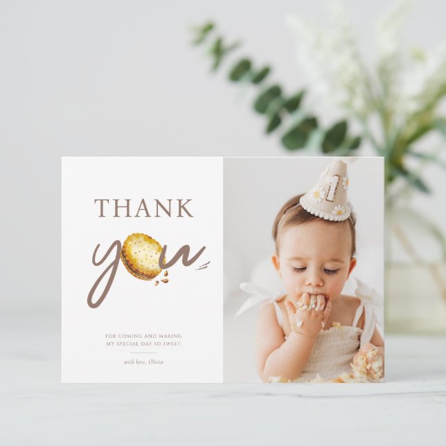 Mjölk & kakor Första födelsedagsfest Foto  Tack Kort (Stående Fram)