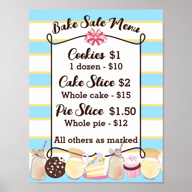 Mjölk kakor tårta cupcakes bakförsäljning pris men poster (Framsidan)