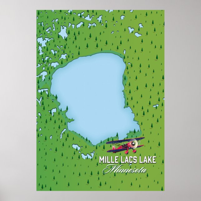 Mjölk laks sjö Minnesota resa karta. Poster (Framsidan)