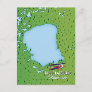 Mjölk laks sjö Minnesota resa karta. Vykort