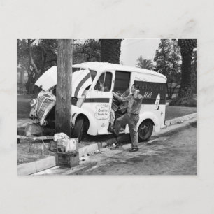 Mjölk Lastbil Wreck, Los Angeles, 1951 Vintage Vykort