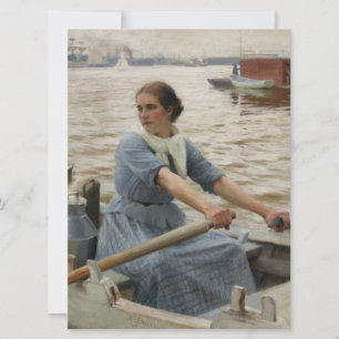 Mjölk Maid på en roddbåt (av Albert Edelfilt) Kort