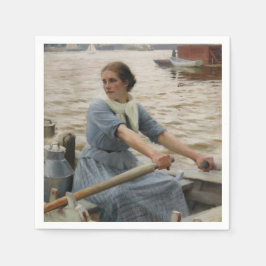 Mjölk Maid på en roddbåt (av Albert Edelfilt) Pappersservett