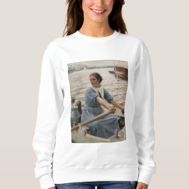 Mjölk Maid på en roddbåt (av Albert Edelfilt) T Shirt (Framsida)