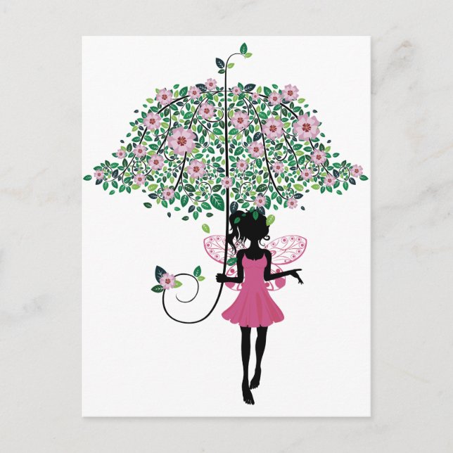 Mjölk med Blommigt Umbrella Vykort (Framsida)