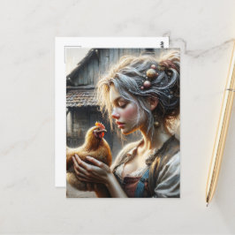 Mjölk med höna vykort