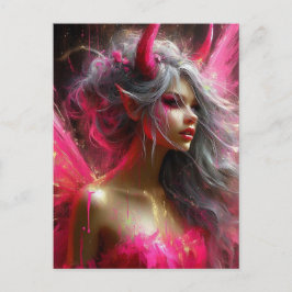 Mjölk med horn i en lätt Rosa Vykort