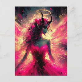 Mjölk med horn som håller halon uppe i Rosa Vykort