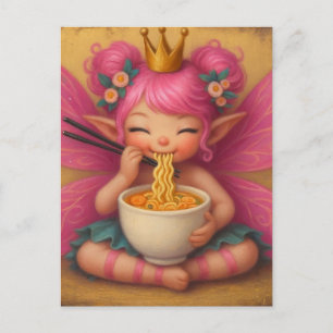 Mjölk med Rosa Hair Eating Ramen Vykort