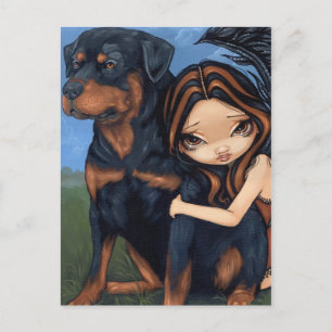 "Mjölk med rottweiler" vykort