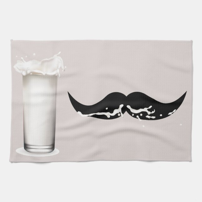 Mjölk Mustache Creme Kökshandduk (Horisontell)