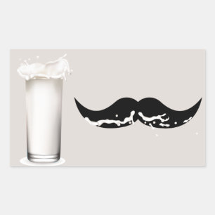 Mjölk Mustache Creme Rektangulärt Klistermärke