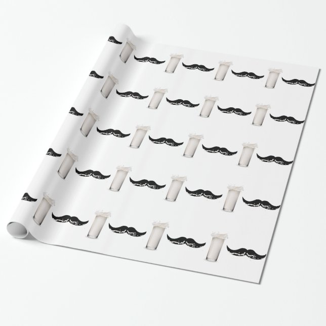 Mjölk Mustache Presentpapper (Utrullad)