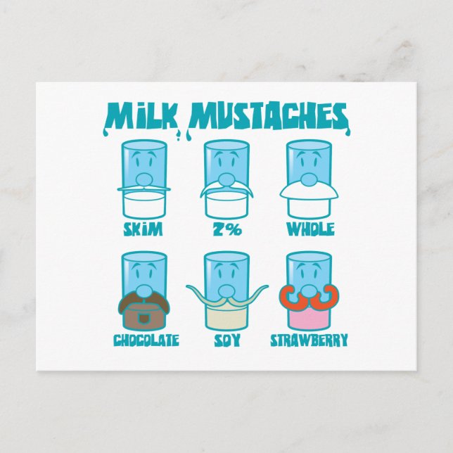 Mjölk Mustacher Vykort (Framsida)