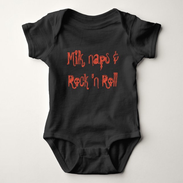 Mjölk, Naps & Sten 'N Roll Baby Jersey Bodykostym T Shirt (Framsida)