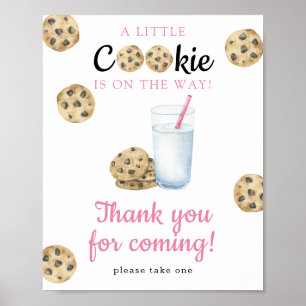 Mjölk och babydusch för cookies - Tack Poster