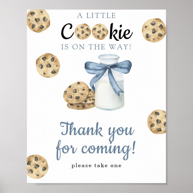 Mjölk och babydusch för cookies - Tack Poster (Framsidan)