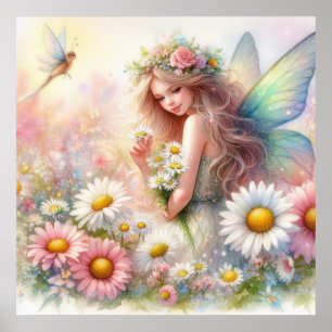 Mjölk och blommor i mjölkras, pastellfärgning poster