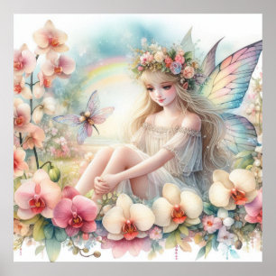Mjölk och blommor i pastellform färg poster