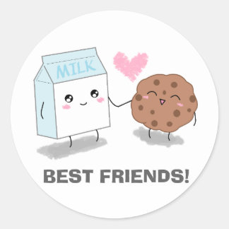 Mjölk och Cookie Best Friends Stickers Runt Klistermärke