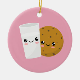 Mjölk och cookie julgransprydnad keramik