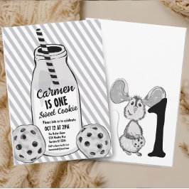 Mjölk och Cookie Mouse första födelsedag Inbjudningar
