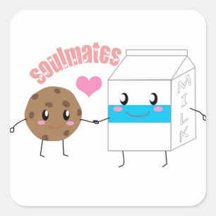 Mjölk och Cookie Square Sticker (Lakan 20) Fyrkantigt Klistermärke