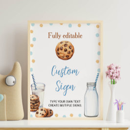 Mjölk och Cookies Anpassningsbar Bord-Födelsedagsf Poster