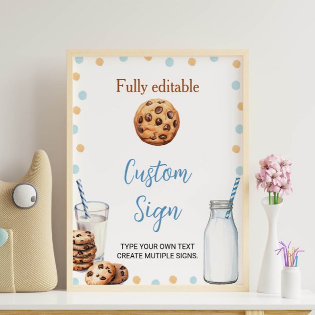 Mjölk och Cookies Anpassningsbar Bord-Födelsedagsf Poster (Skapare uppladdad)
