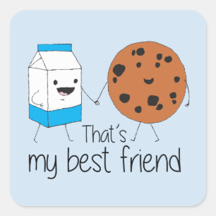 Mjölk och Cookies Best Friends BFF Vänskap Art Fyrkantigt Klistermärke