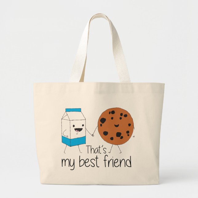 Mjölk och Cookies Best Friends BFF Vänskap Art Jumbo Tygkasse (Framsidan)