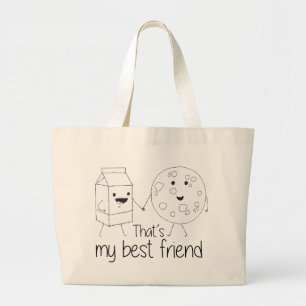 Mjölk och Cookies Best Friends BFF Vänskap Art Jumbo Tygkasse