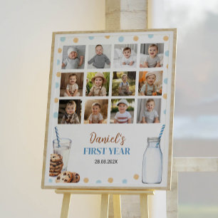 Mjölk och Cookies Birthday Photo Milestone Sign Poster