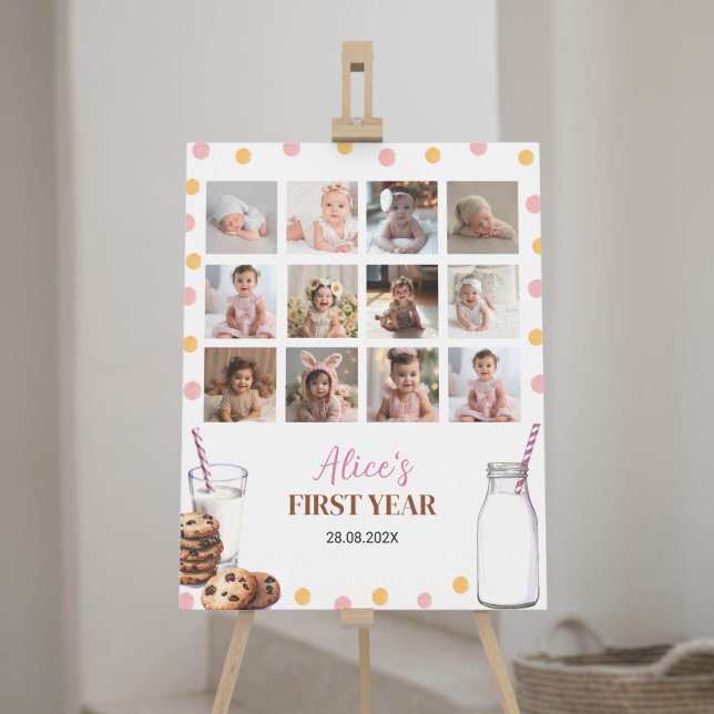 Mjölk och Cookies Birthday Photo Milestone Sign Poster (Skapare uppladdad)