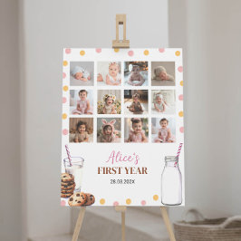 Mjölk och Cookies Birthday Photo Milestone Sign Poster