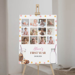 Mjölk och Cookies Birthday Photo Milestone Sign Poster