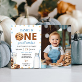 Mjölk och Cookies Boy 1:a födelsedagsinbjudan Tack Kort