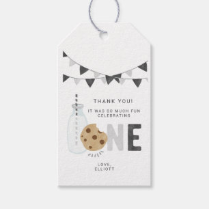 Mjölk och Cookies First Birthday Gift Märkres Presentetikett