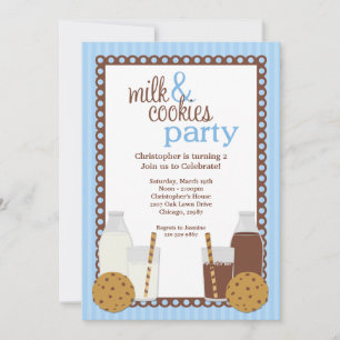 Mjölk och Cookies Födelsedagsfest inbjudan