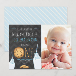 Mjölk och Cookies första födelsedagsbjudande pojke Inbjudningar